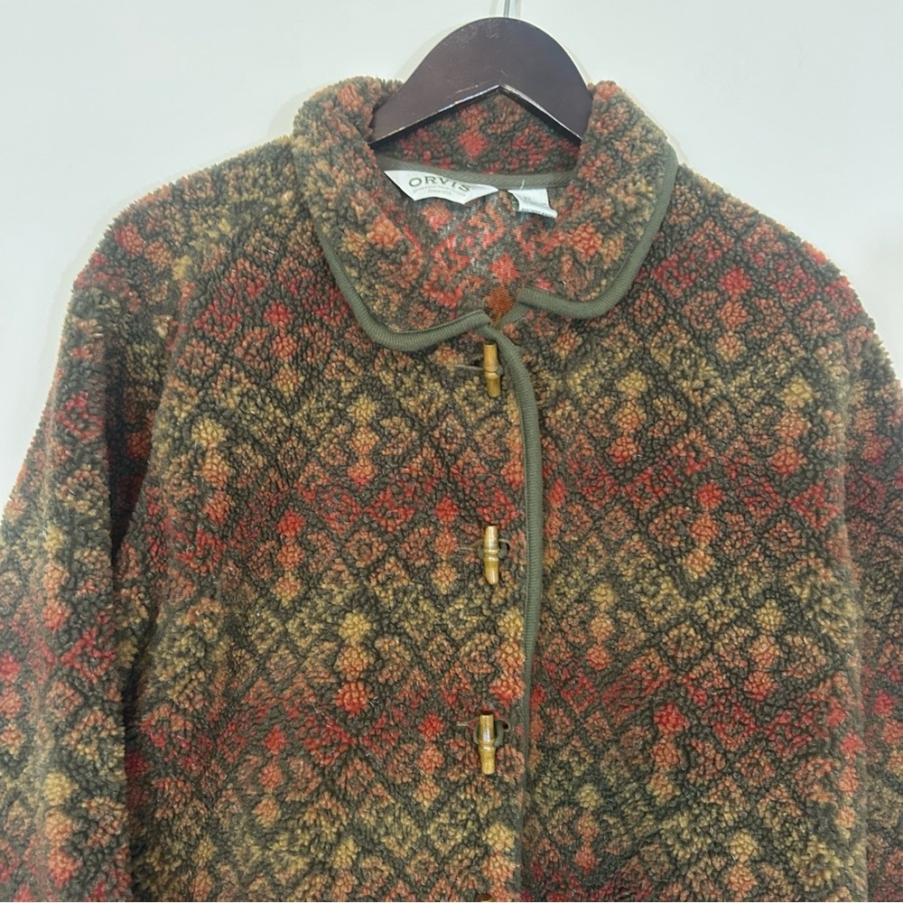 Orvis Multicolor Patterned Toggle Button Fleece J… - image 8